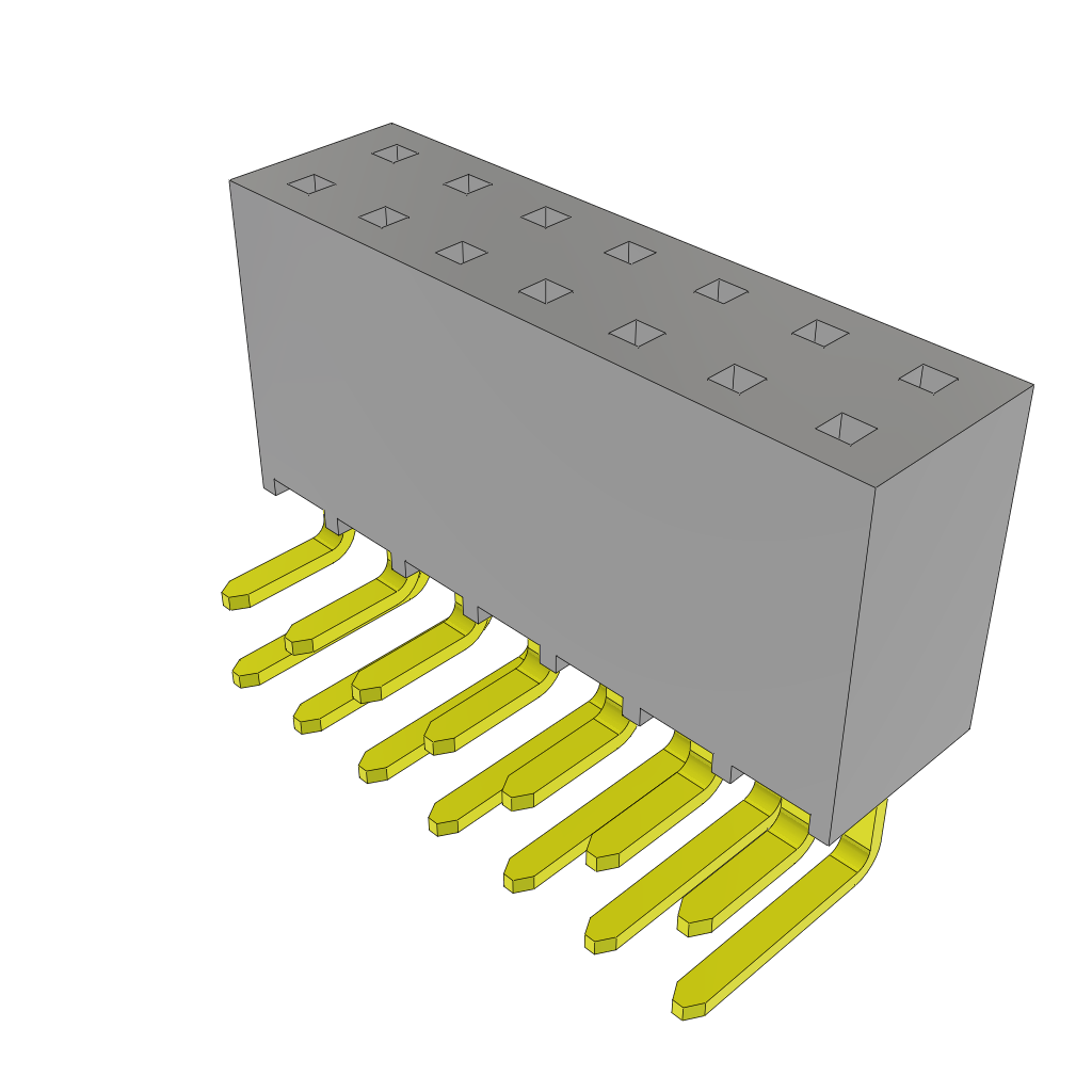 Samtec-SSW-107-02-L-D-RA Steckverbinderleisten und Leiterplattenbuchsen Conn Socket Strip SKT 14 POS 2.54mm Solder RA Side Entry Thru-Hole Layer