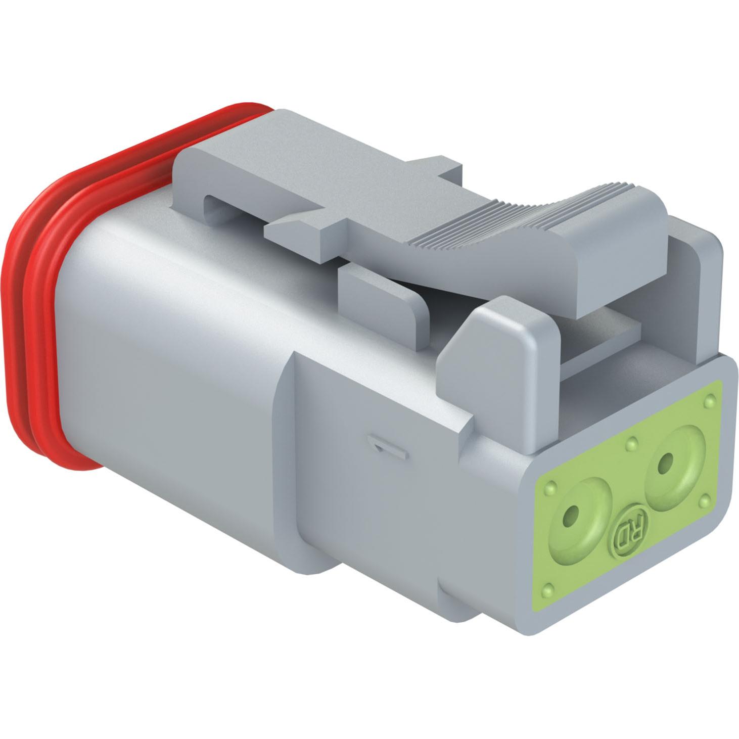 Amphenol-AT06-2S-RD01 Connector Discrete Wire Housing Conn Housing M 2 POS Crimp ST Cable Mount Gray