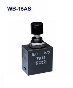NKK Switches-WB-15AS Botón pulsador Switch Push Button ON (ON) SPDT Round Button 6A 250VAC 30VDC Momentary Panel Mount Solder Lug