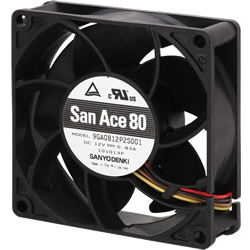 SANYO DENKI-9GA0812P2S0011 Gebläse und Lüfter DC Fan Axial Ball Bearing 12V 10.2V to 13.8V 86.5CFM 57dB 80 X 80 X 32mm Sensor