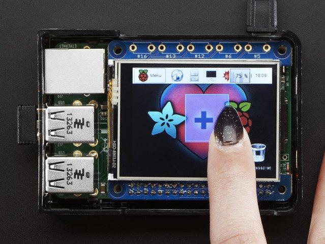 Adafruit Industries-2455 Kits et outils de développement 2455 Adafruit Industries Development Kits & Tools PiTFT 2.4" HAT Mini Kit - 320x240 TFT Touchscreen - Arrow.com