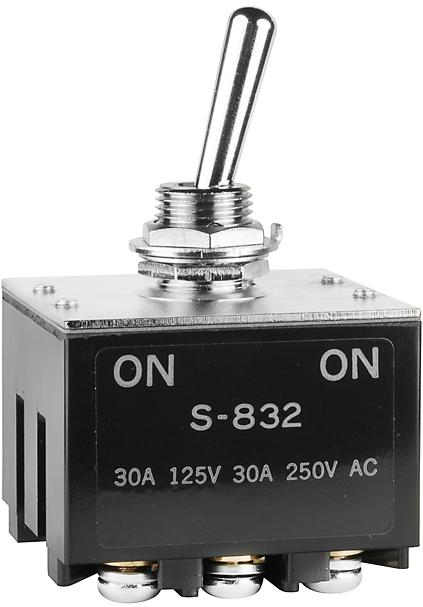 NKK Switches-S832/U Kippschalter Switch Toggle ON None ON 3PDT Round Lever Screw Lug 30A 250VAC 30VDC Panel Mount with Threads