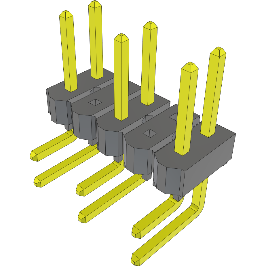Samtec-TSW-203-08-G-D-RA Cabezales del conector y receptáculos PCB Conn Unshrouded Header HDR 6 POS 5.08mm Solder RA Side Entry Thru-Hole Bulk