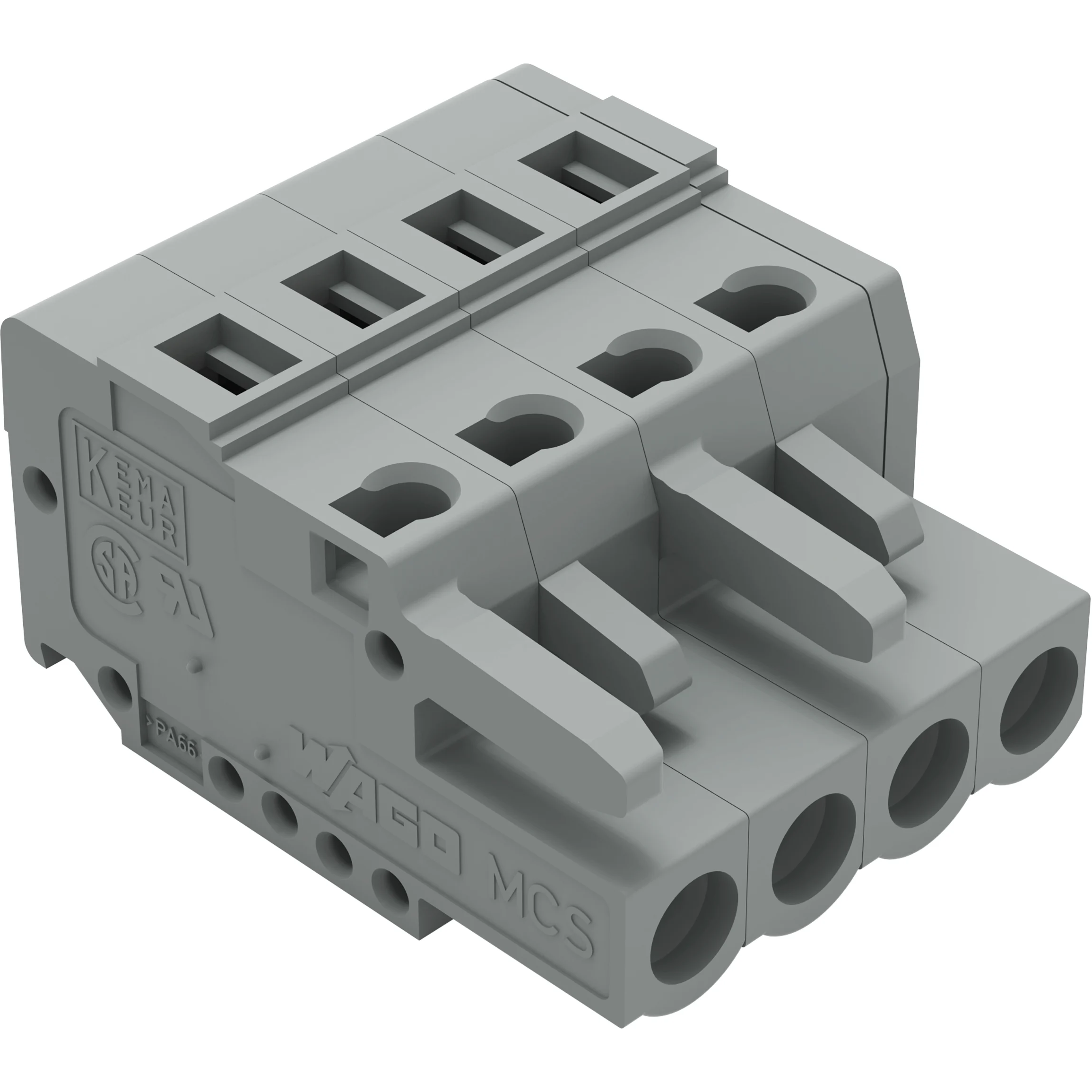 WAGO-231-104/026-000 Bloques terminales del conector Conn Terminal Block F 4 POS 5mm RA Cable Mount 15A Box