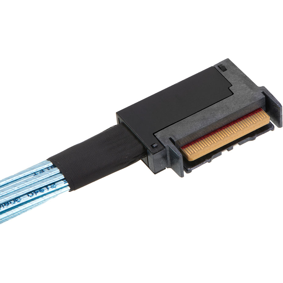 Molex-2166121210 扁平/带状电缆组件 Mini Cool Edge (MCIO) Right-Angle-to-Mini Cool Edge