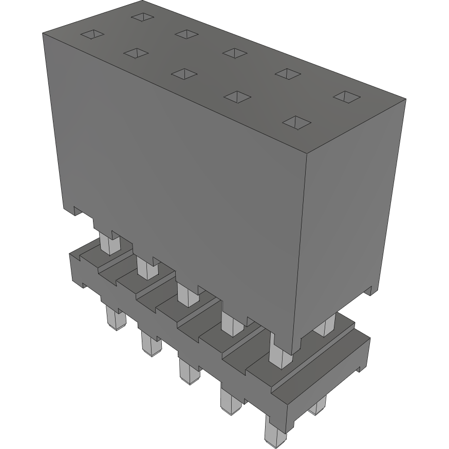 Samtec-ESQT-105-03-L-D-375 连接器插头及 PCB 插座 Conn Elevated Socket SKT 10 POS 2mm Solder ST Top Entry Thru-Hole Layer