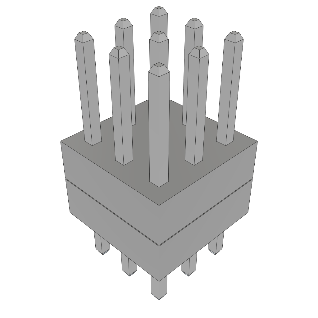 Samtec-TW-03-09-T-T-160-105 Connector Headers and PCB Receptacles Conn Board Stacker HDR 9 POS 2mm Solder ST Top Entry Thru-Hole Bulk