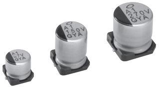 Nichicon-GYA1J220MCQ1GS Capacitor de polímero de aluminio Cap Aluminum Polymer Hybrid 22uF 63VDC 20%( 6.3 X 7.7mm) SMD 0.08 Ohm 0.9A 4000h 125°C T/R Automotive AEC-Q200