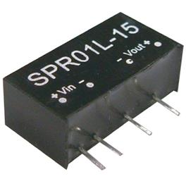 Mean Well Enterprises-SPR01M-15 Convertidor de CC a CC y módulo del regulador de conmutación Module DC-DC 12VIN 1-OUT 15V 0.067A 1W 4-Pin SIP
