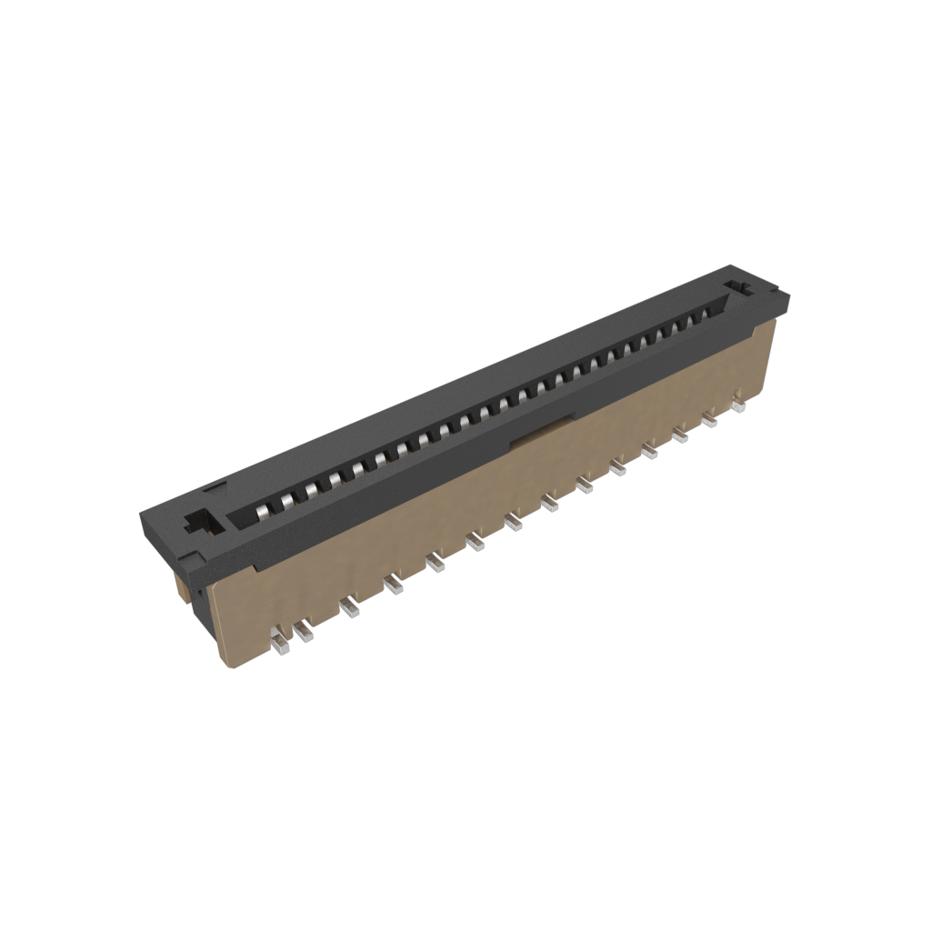 Amphenol Communications Solutions-SFW24S-2STME1LF Steckverbinder, FFC-FPC 1.00mm Flex Connector, SFW Straight series, 24 Position, Top Entry Surface Mount, ZIF, with Mount Plate