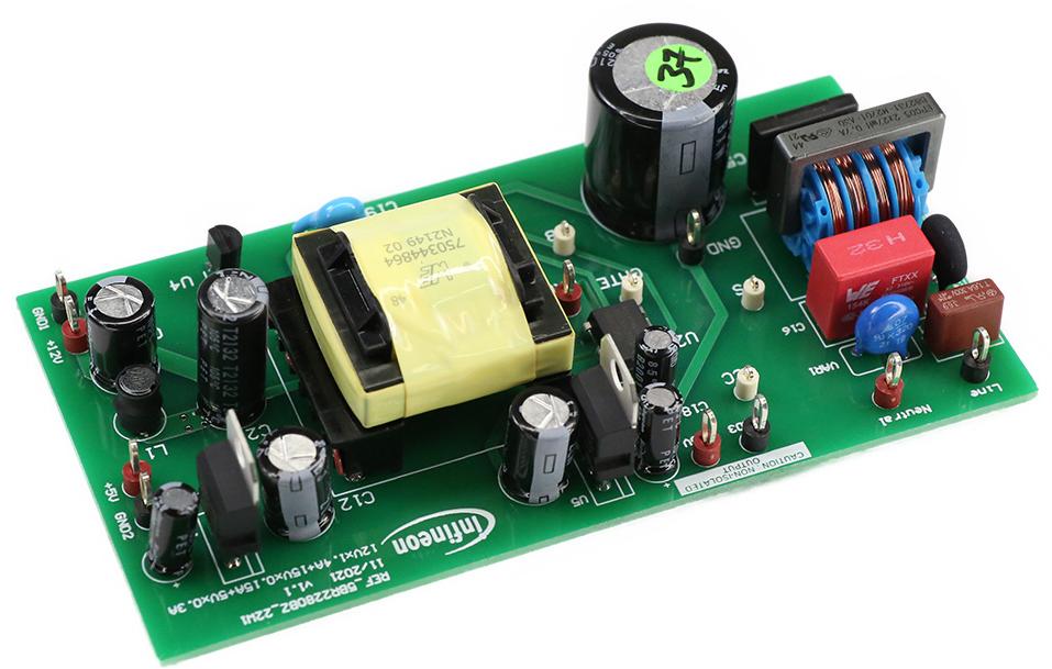 Infineon Technologies AG-REF5BR2280BZ22W1TOBO1 Energiemanagement, Entwicklungsplatinen und -kits ICE5BR2280BZ AC to DC Switching Converter 5V/12V/15V Output Reference Design Board