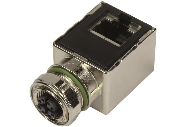 HARTING Technology Group-21033814800 Connector Other Conn RJ-45/M12 Circular Adapter F/F 8/8 POS RA