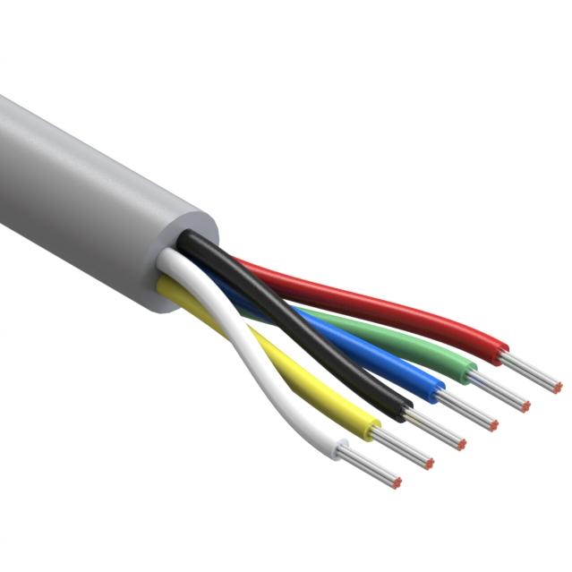 Tensility International-30-00509 Cable Multi-Conductor Wire, 6C TS, 24 AWG, UL2464, 300V, 80C, 4.9 mm, VW-1, PVC, gray