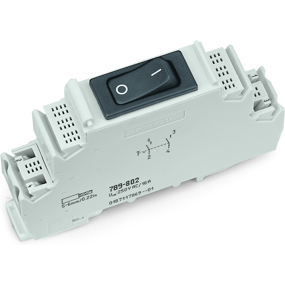 WAGO-789-801 Schaltungsschutz, verschiedene Switching Module, with Circuit Breaker, Switching voltage 250 VAC, Switching current 16 A
