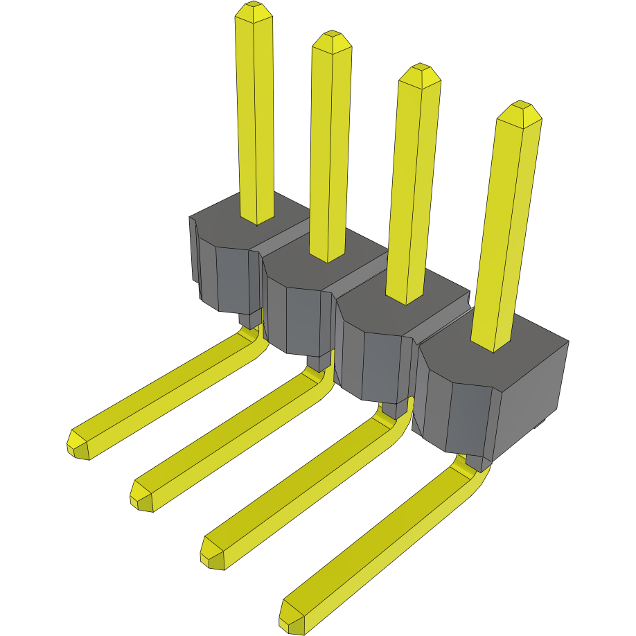 Samtec-TSW-104-22-T-S-RA Steckverbinderleisten und Leiterplattenbuchsen Conn Unshrouded Header HDR 4 POS 2.54mm Solder RA Side Entry Thru-Hole Bulk