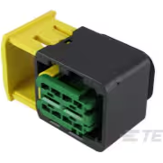 TE Connectivity-3-1564542-1 Einzeladersteckverbinder, Gehäuse Conn Housing PL 2 POS 6.3mm Crimp ST Cable Mount Green Box