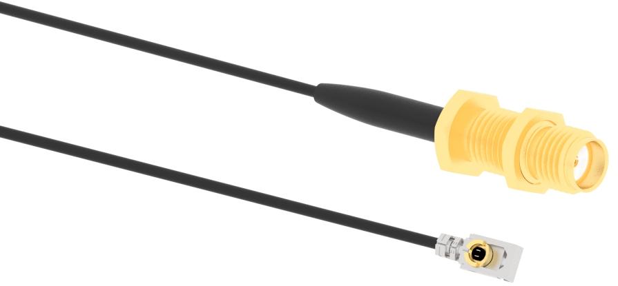 Amphenol-095-902-583-300 Assemblage de câble coaxial Cable Assembly 1.13mm Cable 0.3m MHF1 to SMA F-PL Bag