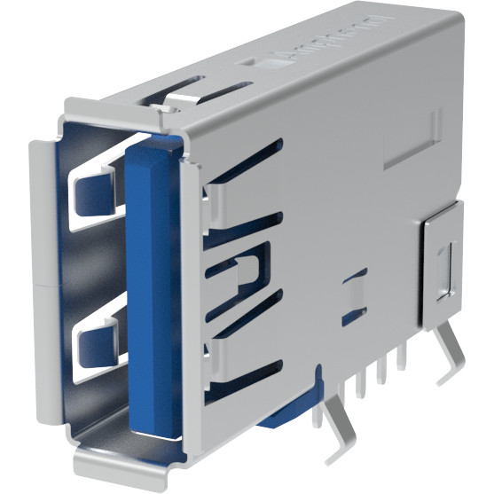 Amphenol Communications Solutions-GSB3116341HR Connector USB Conn USB 3.0 Type A RCP 9 POS 2.5mm/2mm Solder RA Thru-Hole 9 Terminal 1 Port Tray