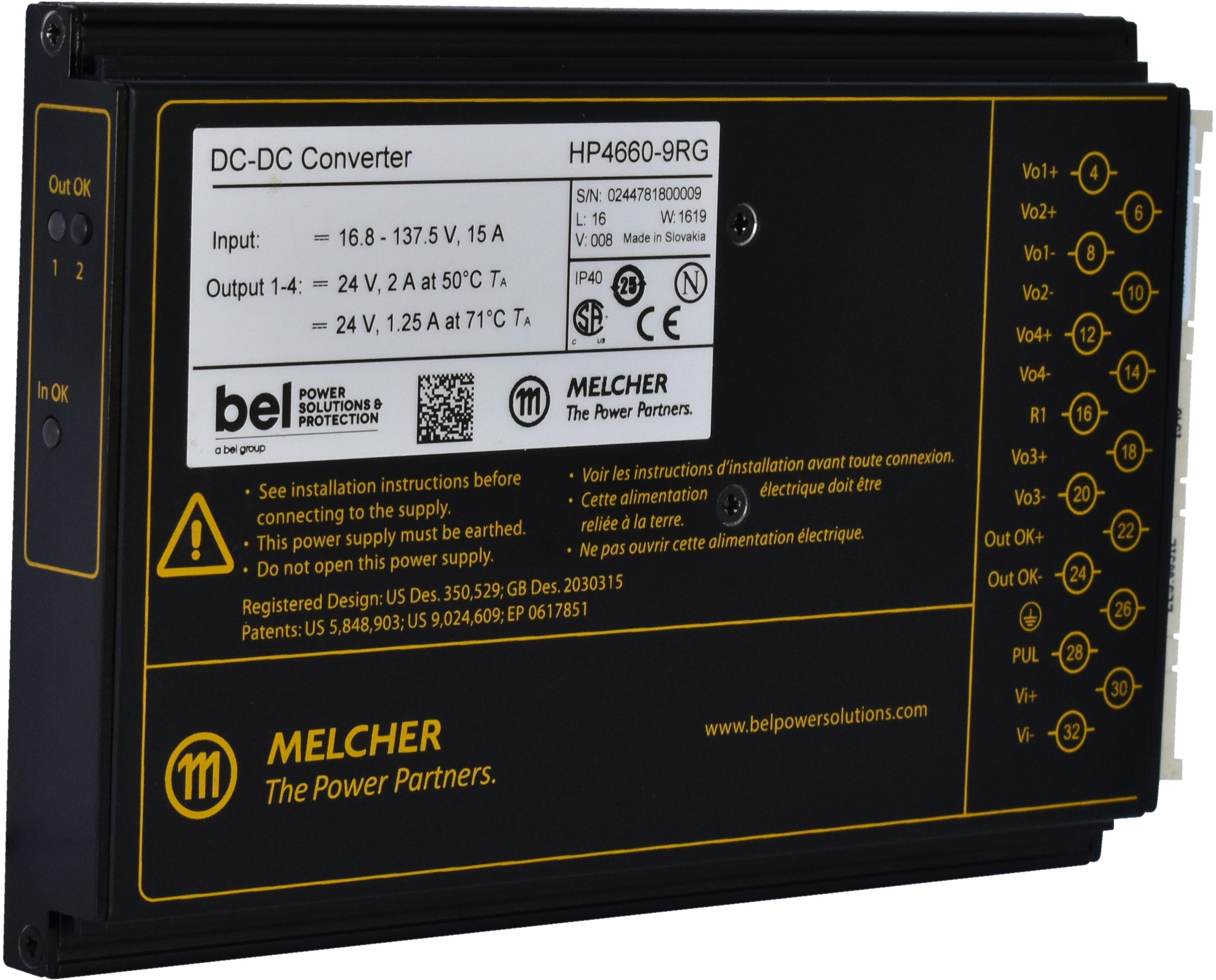 Bel Power Solutions-HP2320-9RG DC/DC-Wandler und Spannungsreglermodul Module DC-DC 110VIN 2-OUT 12V/12V 4A/4A 122W 15-Pin