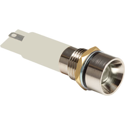 Bivar-MPR12-3WD12V Panel Mount Indicators IP54 Rated Sealed Panel Mount Indicators, M12 Nut and Spring Lock Washer, 12V, White Housing, White LED, 8mm White Diffused Tinted Lens with Recessed Dome