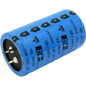 Vishay-MAL219390104E3 Kondensator, Aluminium Cap Aluminum Lytic 470uF 500V 20% (35 X 50mm) Snap-In 10mm 0.45 Ohm 2.18A 6000h 105°C Bulk