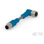 Cable Assembly Circular 1m 22AWG M12 Circular to M12 Circular 4 to 4 Straight to Right Angle