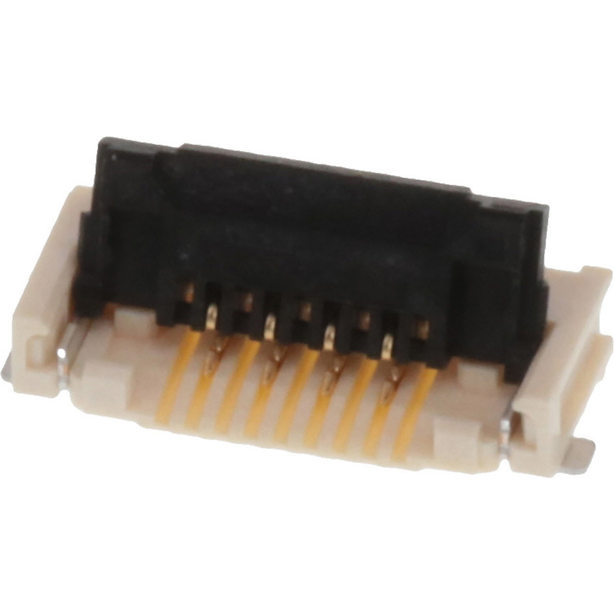 Molex-2005280040 Connector FFC-FPC Easy-On FFC/FPC Connector, 1mm Pitch, FD19 Series, Right-Angle, Bottom Contact, 1.9mm Height, 4 Circuits, Gold over Nickel Plating