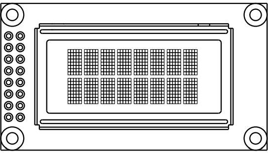 Vishay-OLED-008N002A-RPP5N00000 OLED-Module OLED Module 8Char x 2Line Blue/Green/Red/Yellow/White OLED Display Character Display Parallel/ SPI(Option) Interface 5V 16-Pin