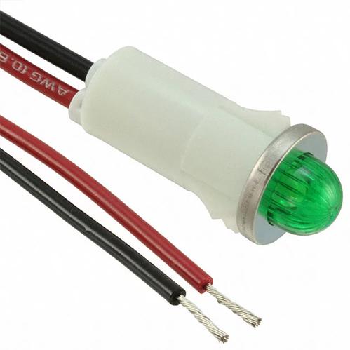 Visual Communications-1092M5-12V Panel Mount Indicators Panel Mount Indicator Round 0.5" LED Green Small 12V Wire