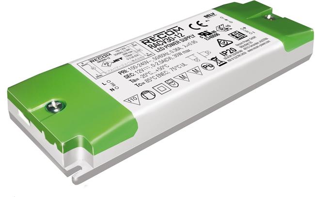 RECOM Power-RACV30-24 LED 电源 AC/DC LED Power Supply 30W Single 2-Pin
