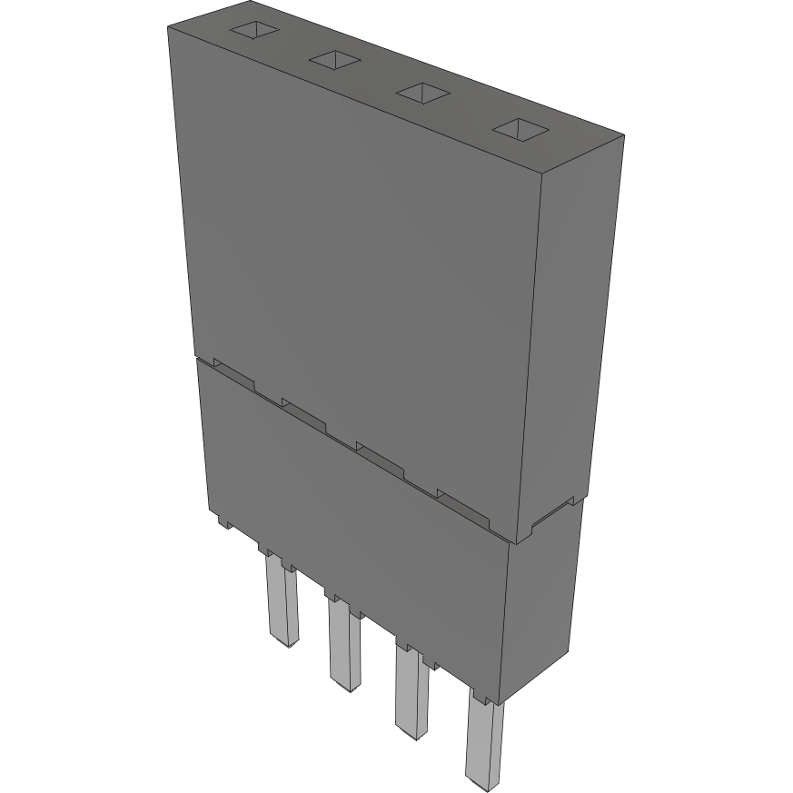Samtec-ESW-104-48-L-S Connector Headers and PCB Receptacles Conn Elevated Socket SKT 4 POS 2.54mm Solder ST Top Entry Thru-Hole Bulk