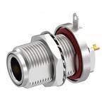 Conn Type N 0Hz to 11GHz 50Ohm Solder Pot ST Flange Mount RCP Gold Over Nickel