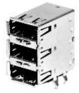 ADAM TECH-USB-A-T-RA Bloques terminales del conector USB 2.0, Type A, 3 Port Stacked, Right Angle, Through Hole