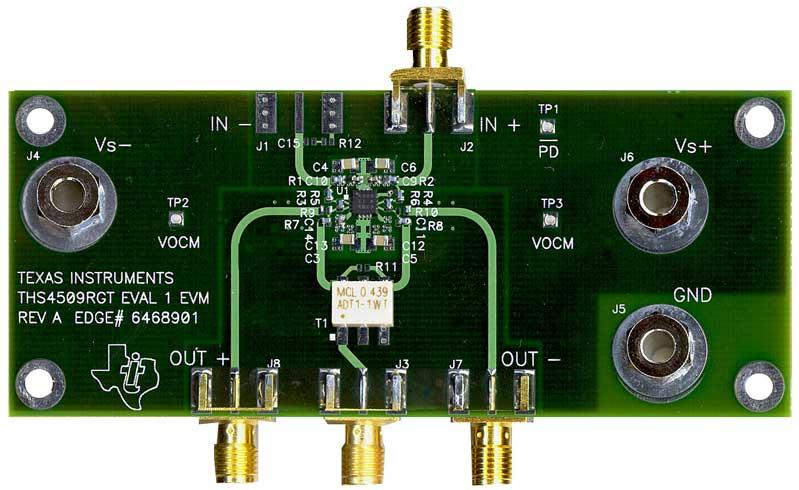 Texas Instruments-THS4509EVM Integrierte Verstärkerschaltung, Entwicklungsplatinen und -kits THS4509 Special Purpose Amplifier Evaluation Board