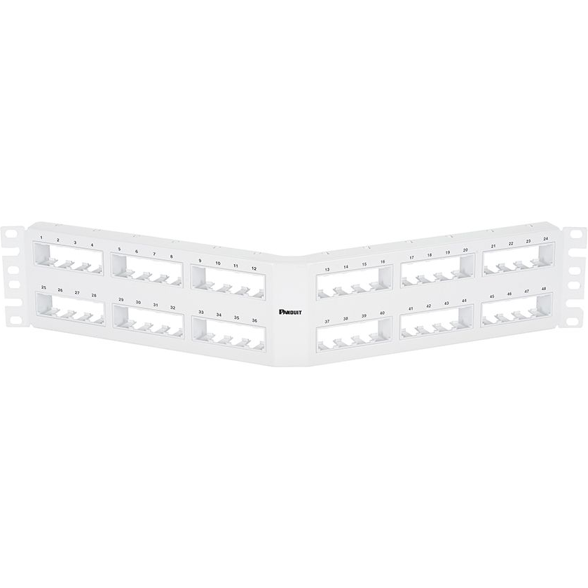 Panduit-CPPA48FMWWH Steckverbinderzubehör Mini Com 48 port Flush Mount Angled Patch Panel, White