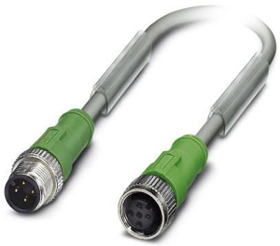 PHOENIX CONTACT-1457076 Andere Kabelbaugruppen Sensor/actuator cable, 4-position, PUR halogen-free, highly flexible, gray RAL 7001, Plug straight M12, A-coded,on Socket straight M12, A-coded, cable length 3 m, for robots and drag chains
