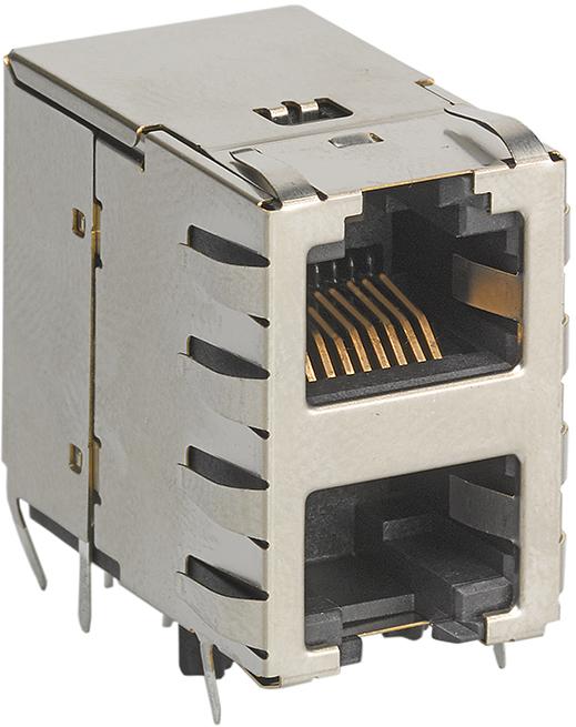 Stewart Connector-SS-73100-082 Connettore telefono e telecomunicazione Conn RJ-45 F 16 POS 1.27mm Solder RA Thru-Hole 16 Terminal 2 Port Cat 5/Cat 5e Tray