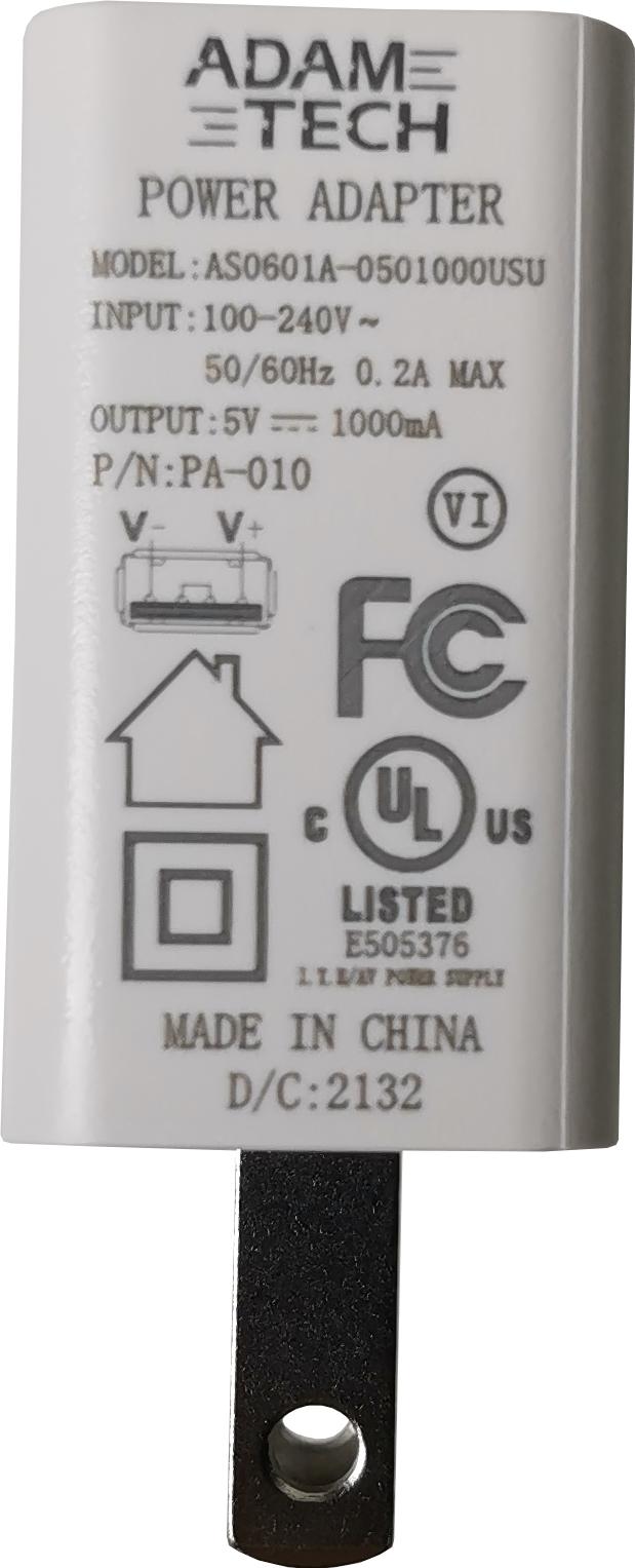 ADAM TECH-PA-010 Steckverbinder, Schnittstelle NEMA 1-15 Male to USB Type A Female 5 Volt 1 Ampere