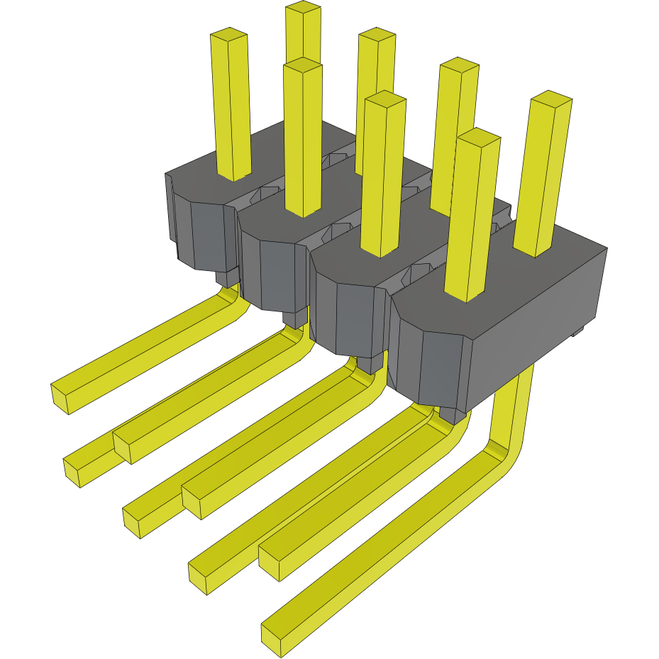 Samtec-MTSW-104-08-S-D-150-RA Steckverbinderleisten und Leiterplattenbuchsen Conn Unshrouded Header HDR 8 POS 2.54mm Solder RA Side Entry Thru-Hole Bulk