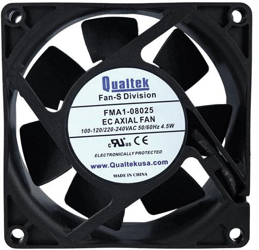 Qualtek Electronics-FMA1-08025WBHT12-56 Sopladores y ventiladores AC Fan Axial Ball Bearing 100V to 240V 38.92CFM 31dB 80 X 80 X 25mm