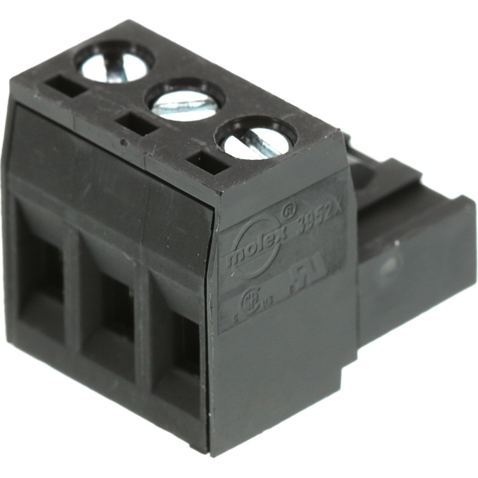 Molex-395200003 Steckverbinder, Klemmenblöcke Conn Eurostyle Block F 3 POS 5mm Screw RA Cable Mount 18A/Contact Eurostyle™