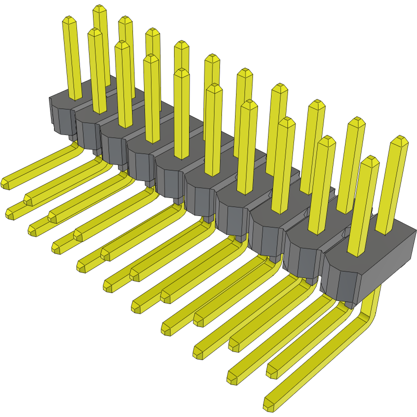 Samtec-TSW-110-22-F-D-RA Steckverbinderleisten und Leiterplattenbuchsen Conn Unshrouded Header HDR 20 POS 2.54mm Solder RA Side Entry Thru-Hole Bulk