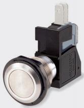 Bulgin Components PLC-3832510V Botón pulsador Switch Push Button ON (ON) SPDT Flush Round Button 16A 250VAC 250VDC 559.27VA Momentary Panel Mount Quick Connect