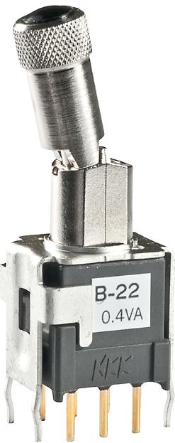 NKK Switches-B22LB Basculeur de commutateur Switch Toggle ON None ON DPDT Locking Lever PC Pins 0.1A 28VAC 28VDC 0.4VA PC Mount with Bracket