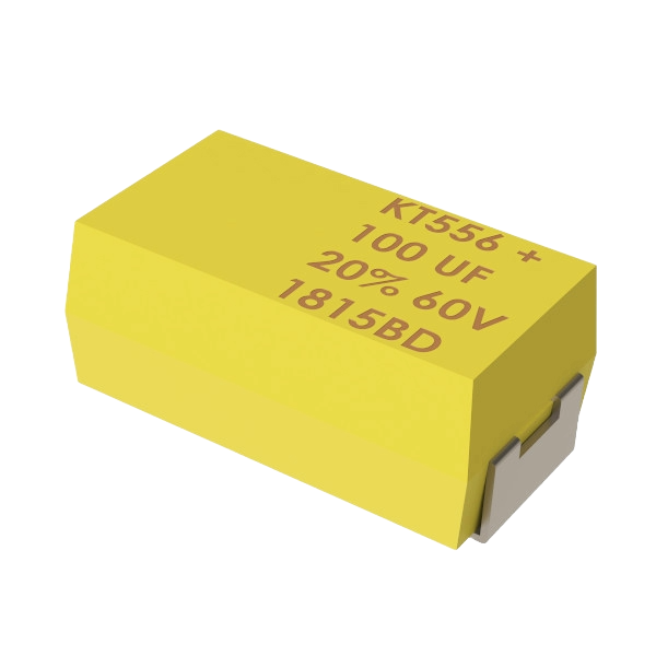 KEMET Corporation-T556B107K060AT Tantal-Polymer-Kondensatoren Cap Tant Polymer 100uF 60VDC B CASE 10%( 24.5 X 8.5 X 9.1mm) J Lead SMD 0.1 Ohm 125°C Sleeve