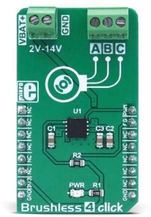 MikroElektronika-MIKROE-3019 Energiemanagement, Entwicklungsplatinen und -kits MCP8063 Motion Motor Control Click Board