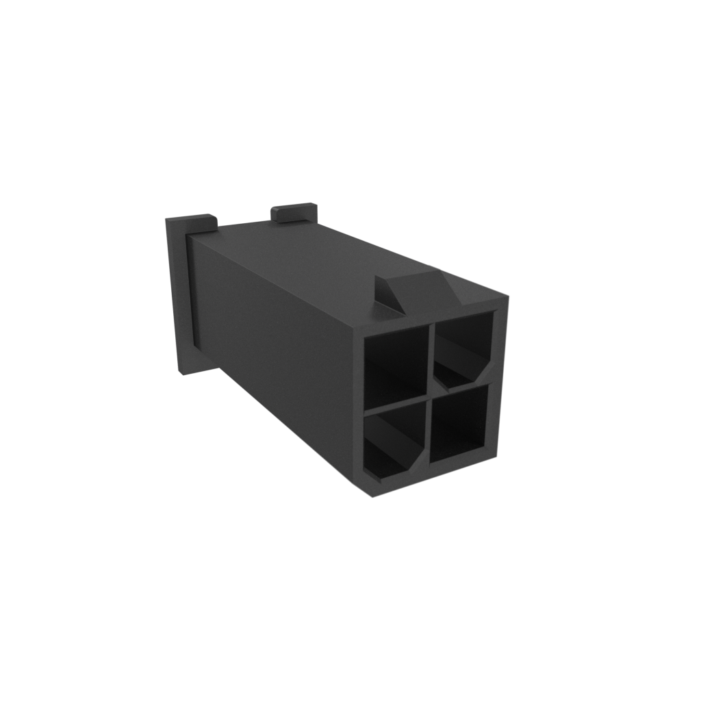 Amphenol Communications Solutions-10144559-042LF 分立接线罩连接器 Minitek® Pwr 4.2 Connector System, Wire to Board, Minitek® Pwr4.2 Plug Housing, Dual row, 4 positions, Non Glow Wire Compatible, Black Colour