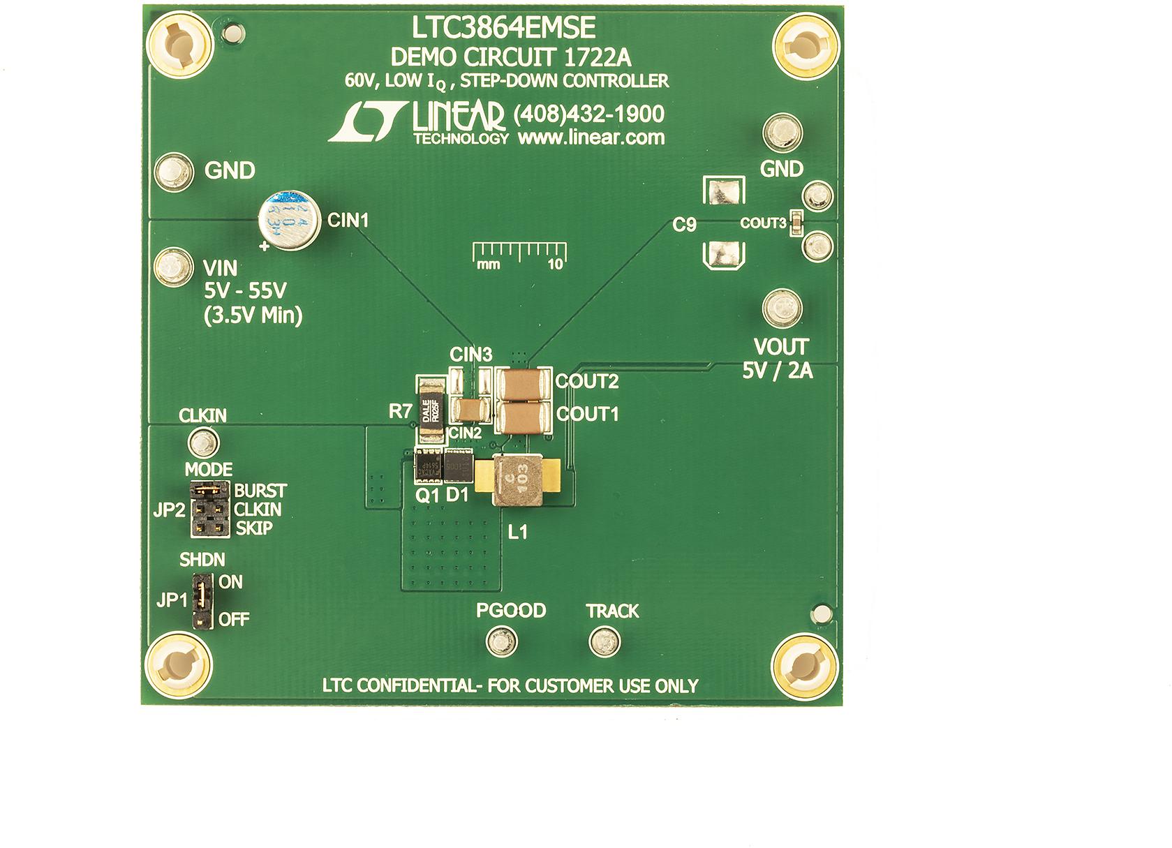 Analog Devices-DC1722A Cartes et kits de développement de gestion de la puissance LTC3864EMSE Demo Board, 5.5V ≤ VIN ≤ 55V; VOUT = 5V @ 2A