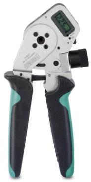 PHOENIX CONTACT-1212510 Pliers Crimping pliers, for turned contacts, universal cross section setting, up to a maximum of 2.5 mm2, digital display with 0.01 mm increments, pressure lock can be unlocked, including positioning tool