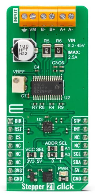 MikroElektronika-MIKROE-5678 Cartes et kits de développement de gestion de la puissance DRV8825 Motion Motor Control Click Board